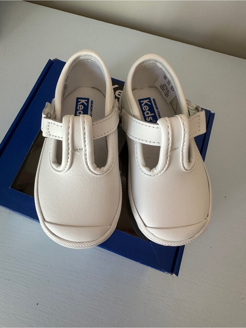 Keds Kids White Hook-and-Loop Mary Jane Shoes